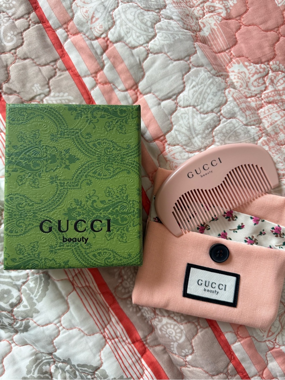 Gucci Pink Folding Hair Comb with Branded Pouch